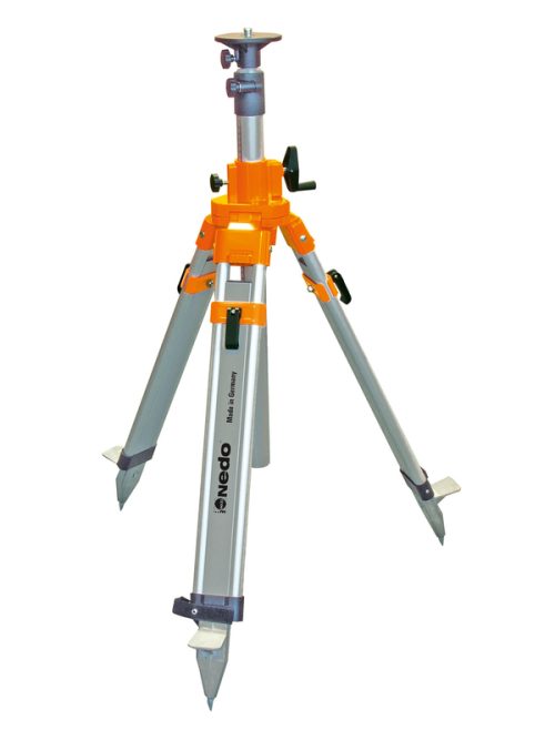 Nedo Heavy-Duty Elevating Tripods 0,80 m-2,40 m, orange 490/520 mm can easily be set to the desired height thanks to the integrated induction gear unit.