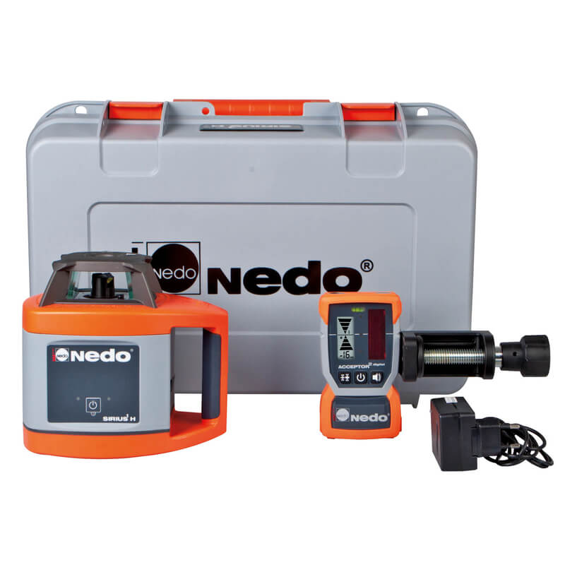 Nedo SIRIUS1 H incl. laser receiver ACCEPTOR² fully automatic horizontal rotating laser with Easy Control one-button operation for especially easy handling