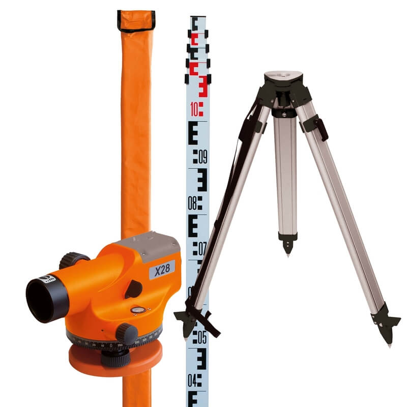 Nedo Builders' Level X 28 set feature particularly bright optics, a large objective aperture, a sturdy air- damped compensator and quality workmanship - just right for the use under eXtremely tough conditions